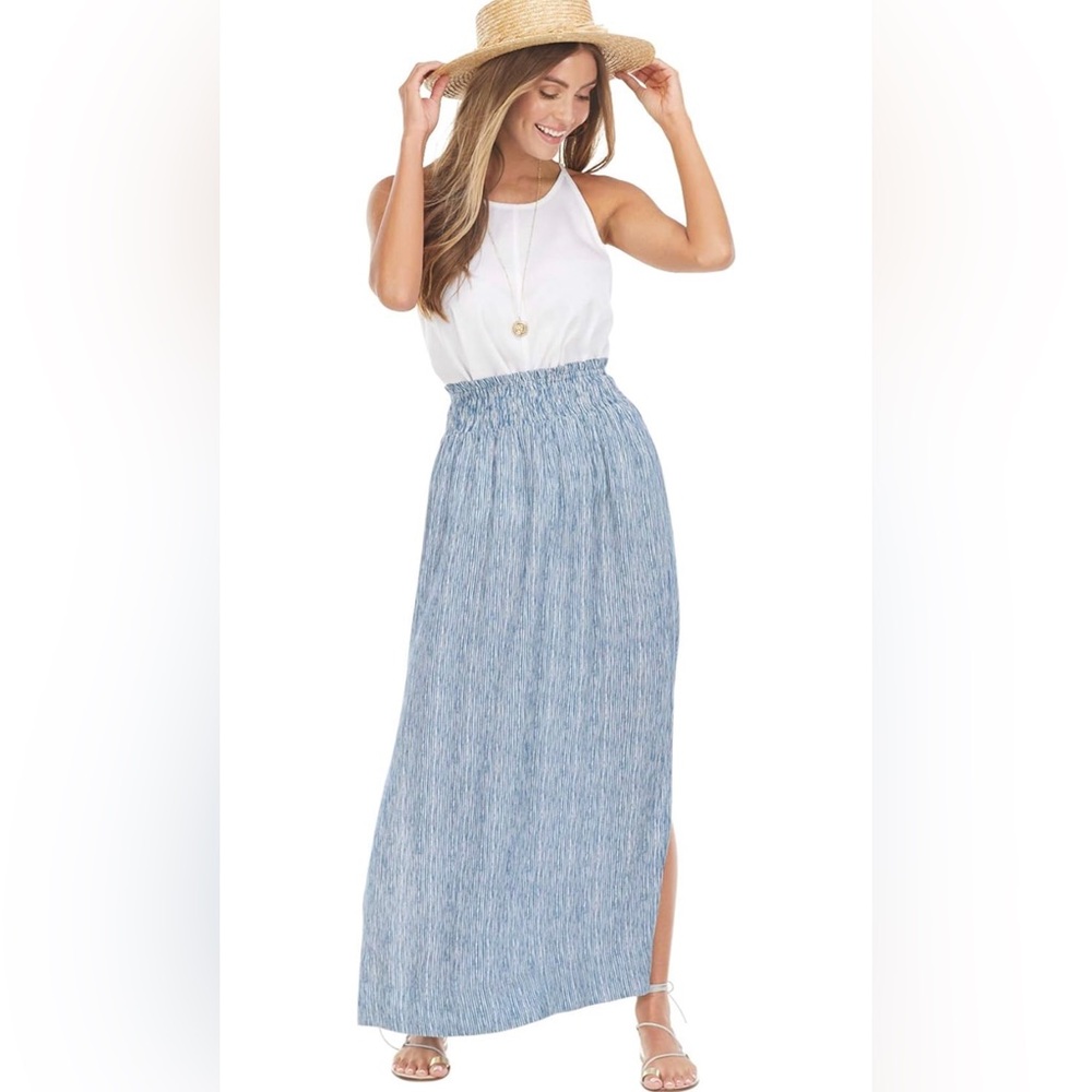 Mud Pie Women’s Blue Stripe Bri Skirt Size Large